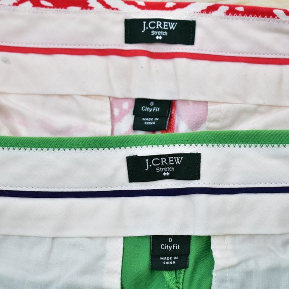 J Crew Factory Stretch City Fit Chino Shorts Size 0 Red Green Clothes Lot Preppy - Picture 2 of 13